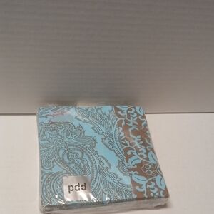 PPD Elegant Blue Brown Paisley Designed Disposable Napkins NWT